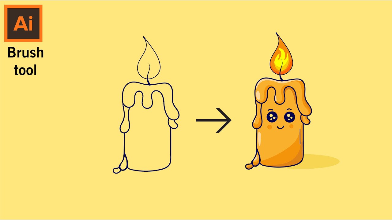 How to draw easy candle brush tool in illustrator candle drawing