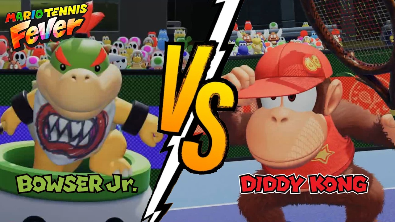 Mario Tennis Fever - Bowser Jr vs Diddy Kong