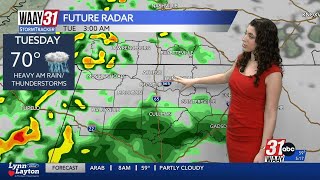 Grace is tracking heavy rain overnight