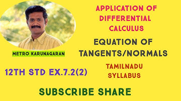 12th Std Maths Ex.7.2(2) Find the point on the curve y= x^2-5x+4 at which the tangent is parallel to