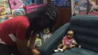 4 month old baby girl vs big-ass gorilla!