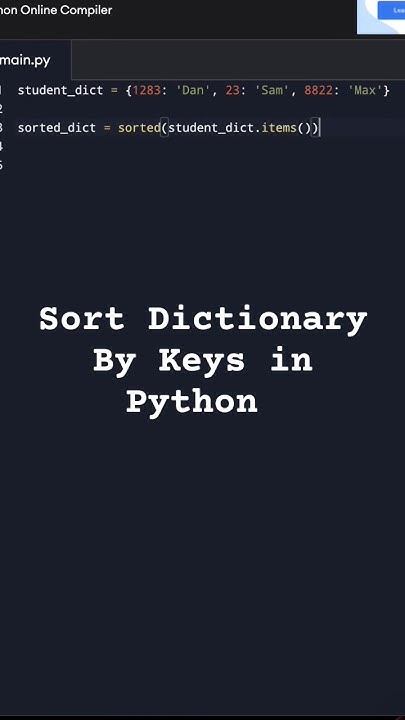 Sort Dictionary by Keys in Python #python #coding #pythonprogramming # ...