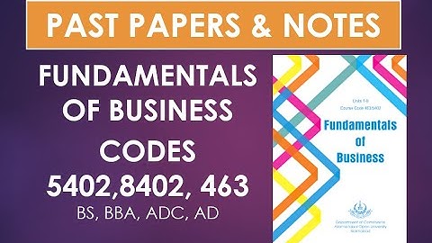 Past Paper & Notes, Fundamentals of Business, Code 5402, 8402, 463, AIOU