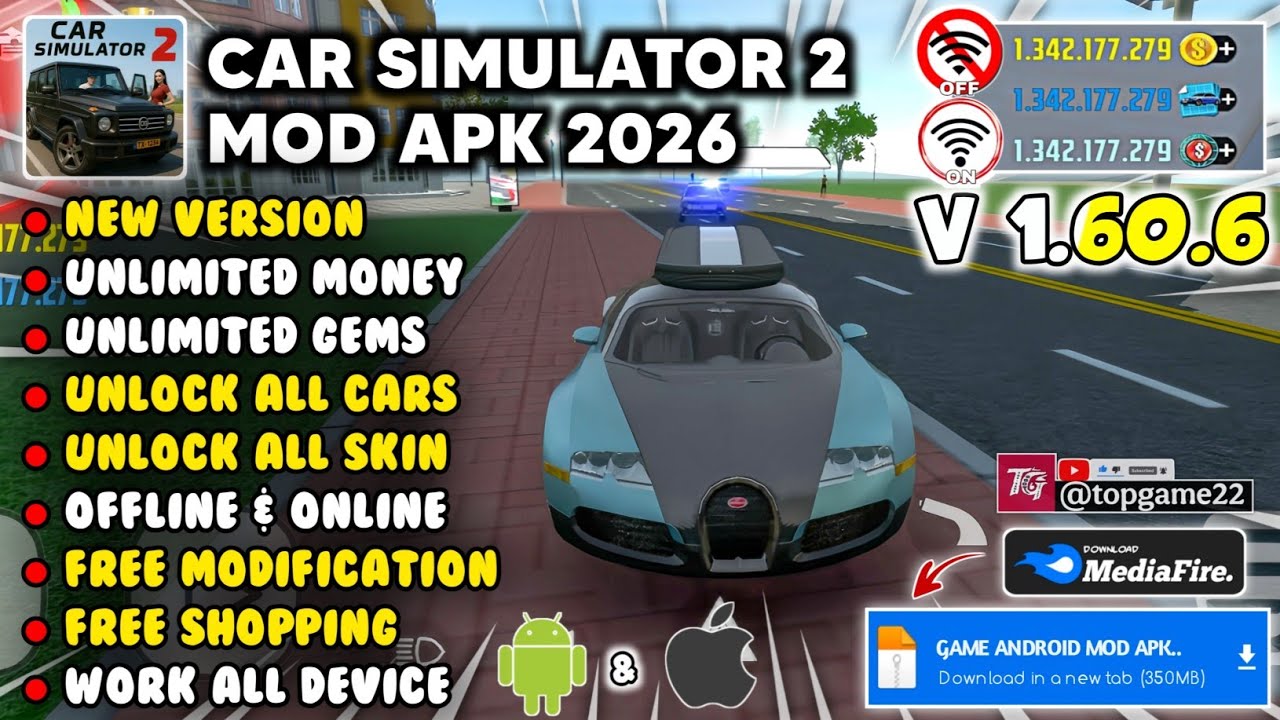 CAR SIMULATOR 2 MOD APK VERSION 1.60.6 NEW UPDATE 2026 - Unlimited Everything & Unlock All Cars
