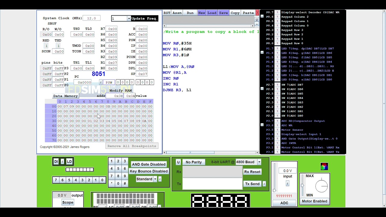 Assembly Language Program 8051 Using Edsim51 Simulator YouTube