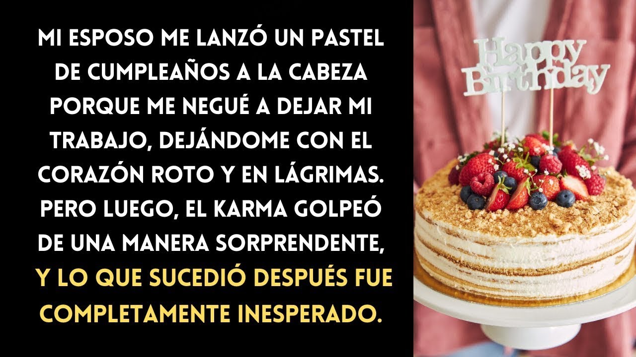 Mi esposo me lanzó un pastel a la cabeza por no dejar mi trabajo, dejándome en lágrimas