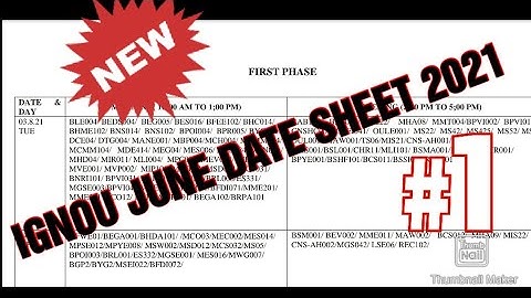 IGNOU DATE SHEET JUNE 2021 / date sheet ignou june 2021 / ignou exam date sheet 2021