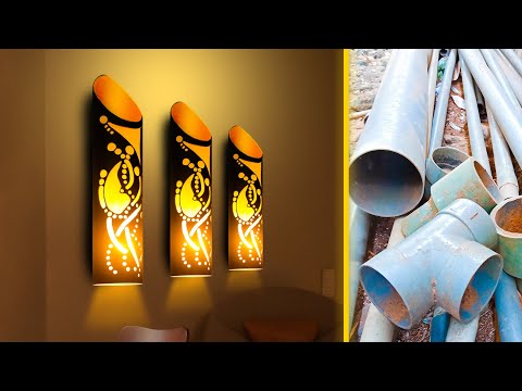 LUXURY DIY..!! Decorative wall lamps from used PVC pipes