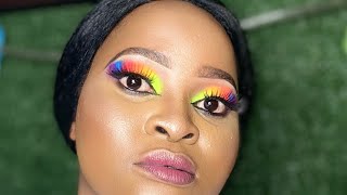 Rainbow 🌈 Eyeshadow.. Soft face.. Nude lips 👄 screenshot 1