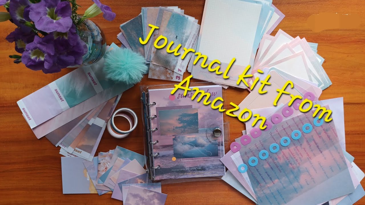 Unboxing journal kit from Amazon 📒 Sunset glow theme scrap book ...