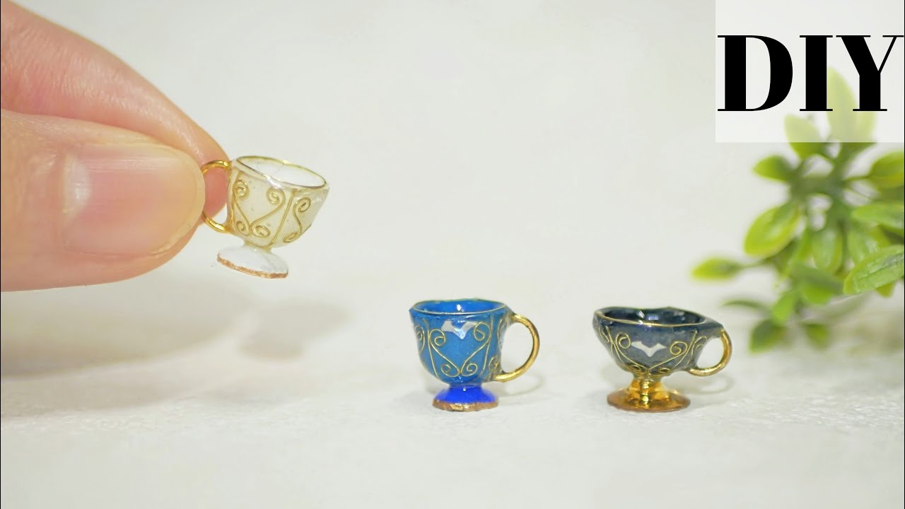 レジン】ミニチュアのレトロなコップ作りHow to make miniature cup 