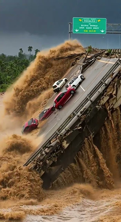 Jembatan Ambruk Diterjang Banjir Deras! #banjir