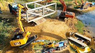 AMAZING Excavator Cat 336D and Hitachi installs bridge to help overturn accident Ep 13