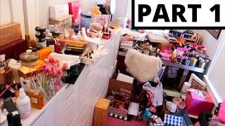 REORGANIZING MY ENTIRE MAKEUP ROOM! PART 1 - VLOGMAS DAY 15