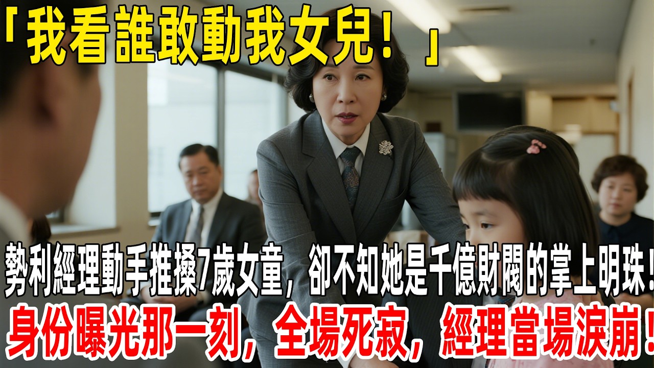 「我看誰敢動我女兒！」勢利經理動手推搡7歲女童，卻不知她是千億財閥的掌上明珠！身份曝光那一刻，全場死寂，經理當場淚崩！#情感故事 #故事 #感人 #原創故事