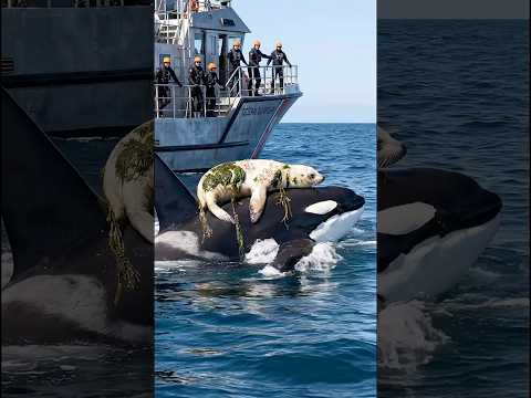 Orca save white seal