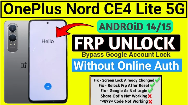 ONEPLUS NORD CE4 LITE 5G FRP BYPASS 2026|ANDROID 14/15|ONEPLUS (CPH2621)GMAIL/ GOOGLE ACCOUNT BYPASS
