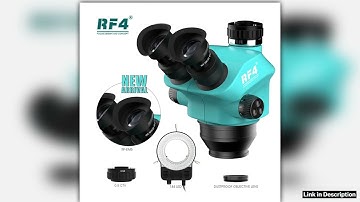 RF4 New Trinocular Microscope Head 750X Simul Focal Continuous Zoom Stereo Microscope WF10X22mm Eye