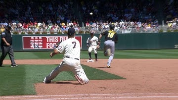 PIT@MIN: Mauer makes diving stop, gets out at second