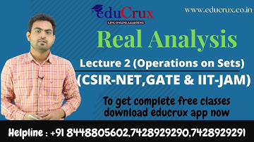 Operations on Sets|Real Analysis|Net Mathematics|IIT JAM Mathematics|Gate Maths|M.sc Entrances|Lec 2
