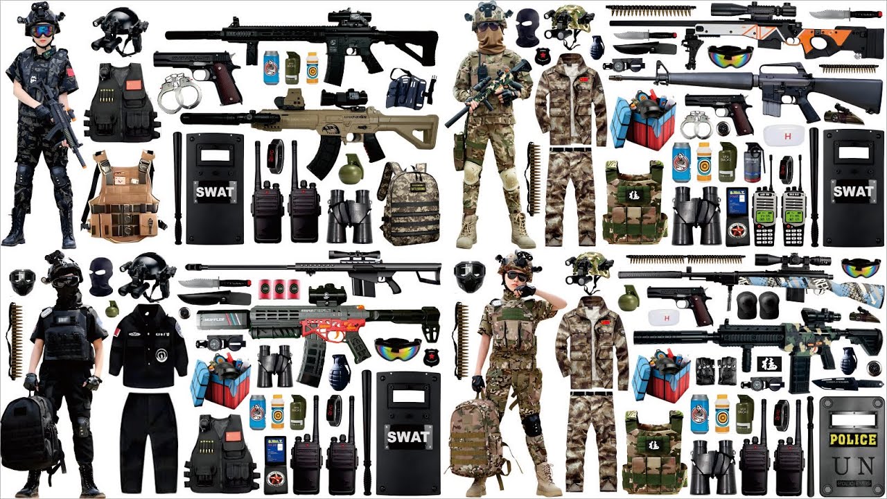 Open Box Toy Gun Collection, QBZ191 Assault Rifle, M416 Assault Rifle, M4 Electric Carbine, Glock