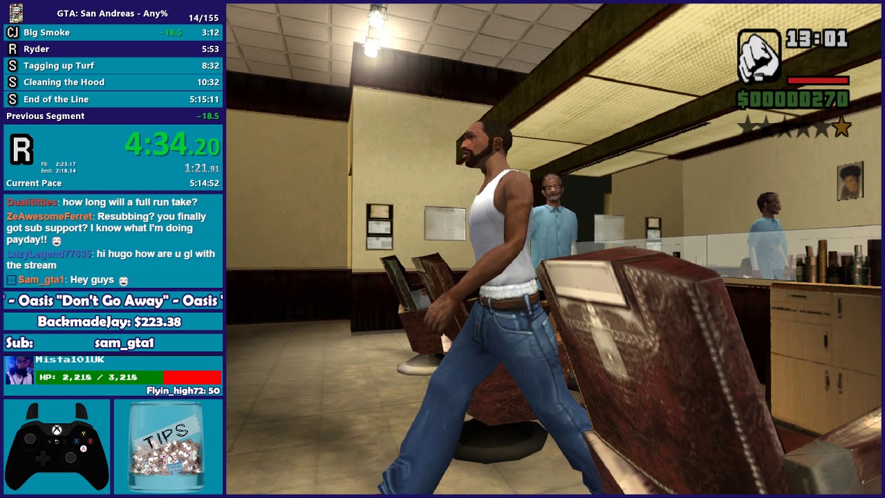 GTA San Andreas Any% Speedrun Attempt - Hugo_One Twitch Stream - 9/30 ...