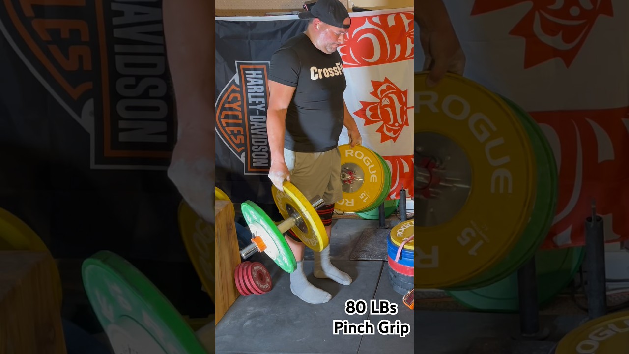 80 LBs fingertip pinch grip, Sunday hand grip training