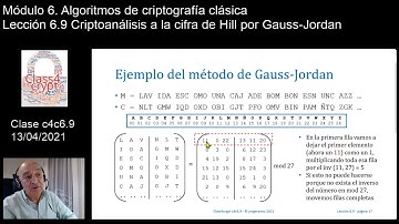 Class4crypt c4c6.9 Criptoanálisis a la cifra de Hill por Gauss Jordan