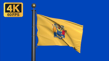 New Jersey waving flag  - Blue Screen | Motion background | 4K UHD 60fps | Royalty Free