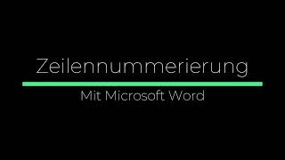 Zeilennummerierung Mit Microsoft Word