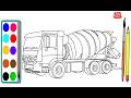 Bagaimana Cara Menggambar dan Mewarnai Truk Molen Super Besar untuk anak dan Balita
