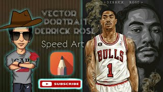 Derrick Rose Vector Portrait Drawing Using Autodesk Sketchbook On Android Phone Speed Art