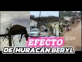 Effects of Hurricane Beryl Categoria 5, Momento que el Mar Entro al Malecón. Numero de Afectado