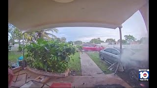 Video shows driver plowing into house after crash