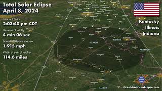 Flyover Illinois for the Total Solar Eclipse of April 8, 2024