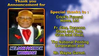 Nelson Patrick Monrose thjank you memorial