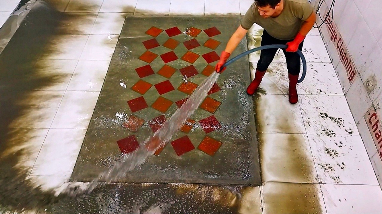 Wait for the Fianl Result! Cleaning a HUGE Dirty Carpet from sa Side Angle