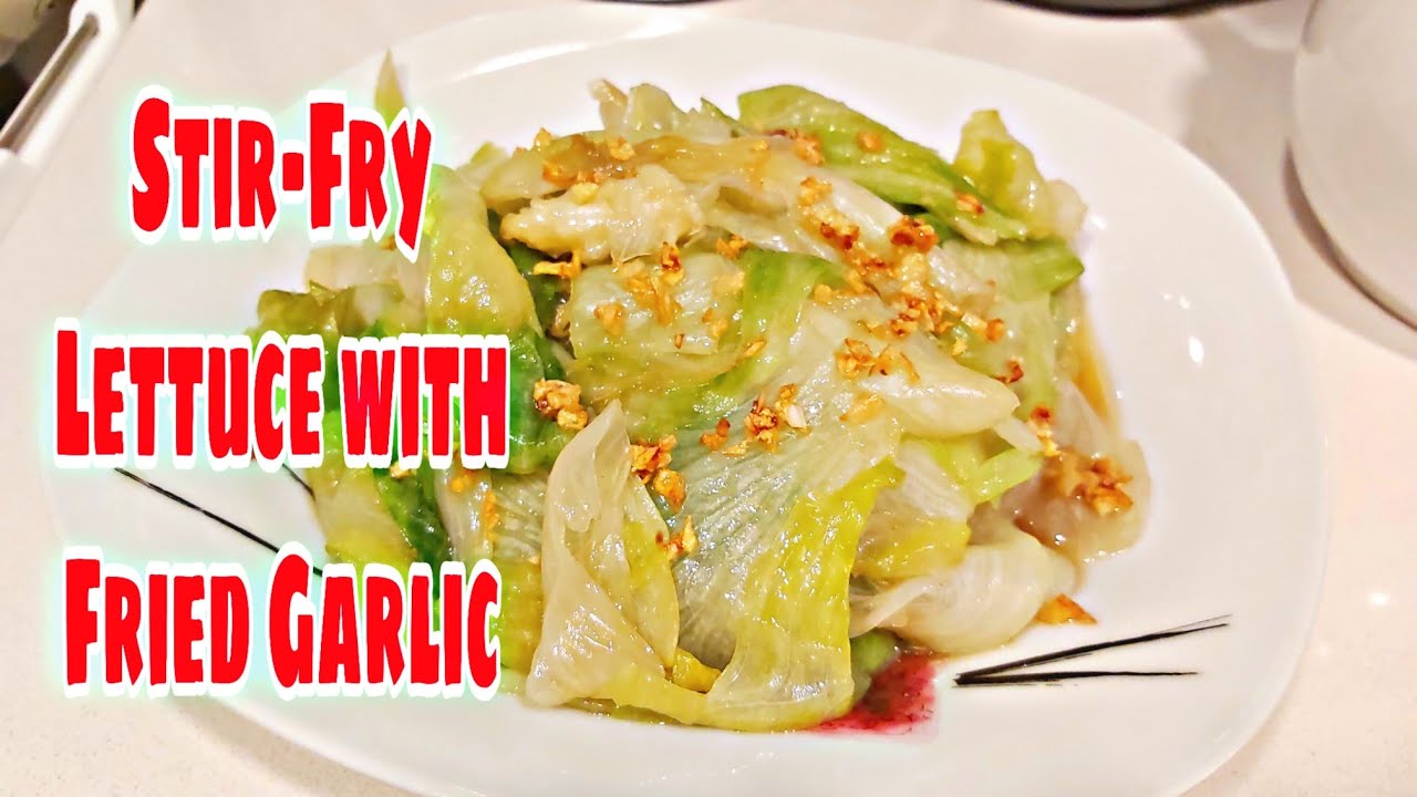 Stir Fry Lettuce with Fried Garlic and oyster sauce Chinese Food