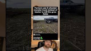 Farmers use 8 wheeled monster truck instead of tractor to mill the grow