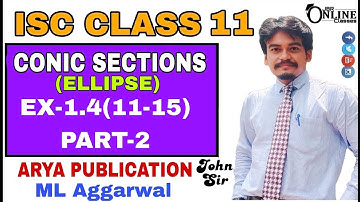ISC CLASS 11 EX-1.4(11-15)PART-2 CONIC SECTION ELLIPSE | ML AGGARWAL | JBR ONLINE CLASSES