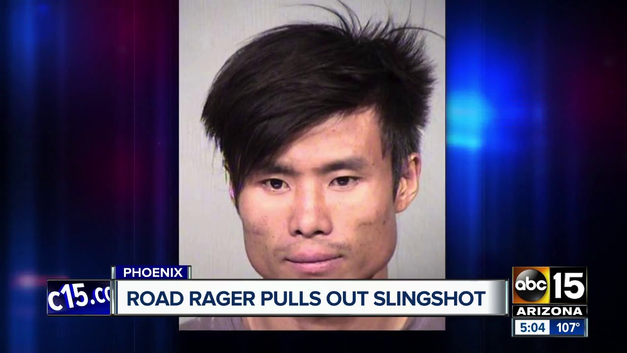 Man accused of using slingshot during Phoenix road rage incident - YouTube