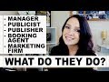 THE DIFFERENCE BETWEEN A MANAGER, PUBLICIST, MARKETING FIRM, BOOKING AGENT & PUBLISHER