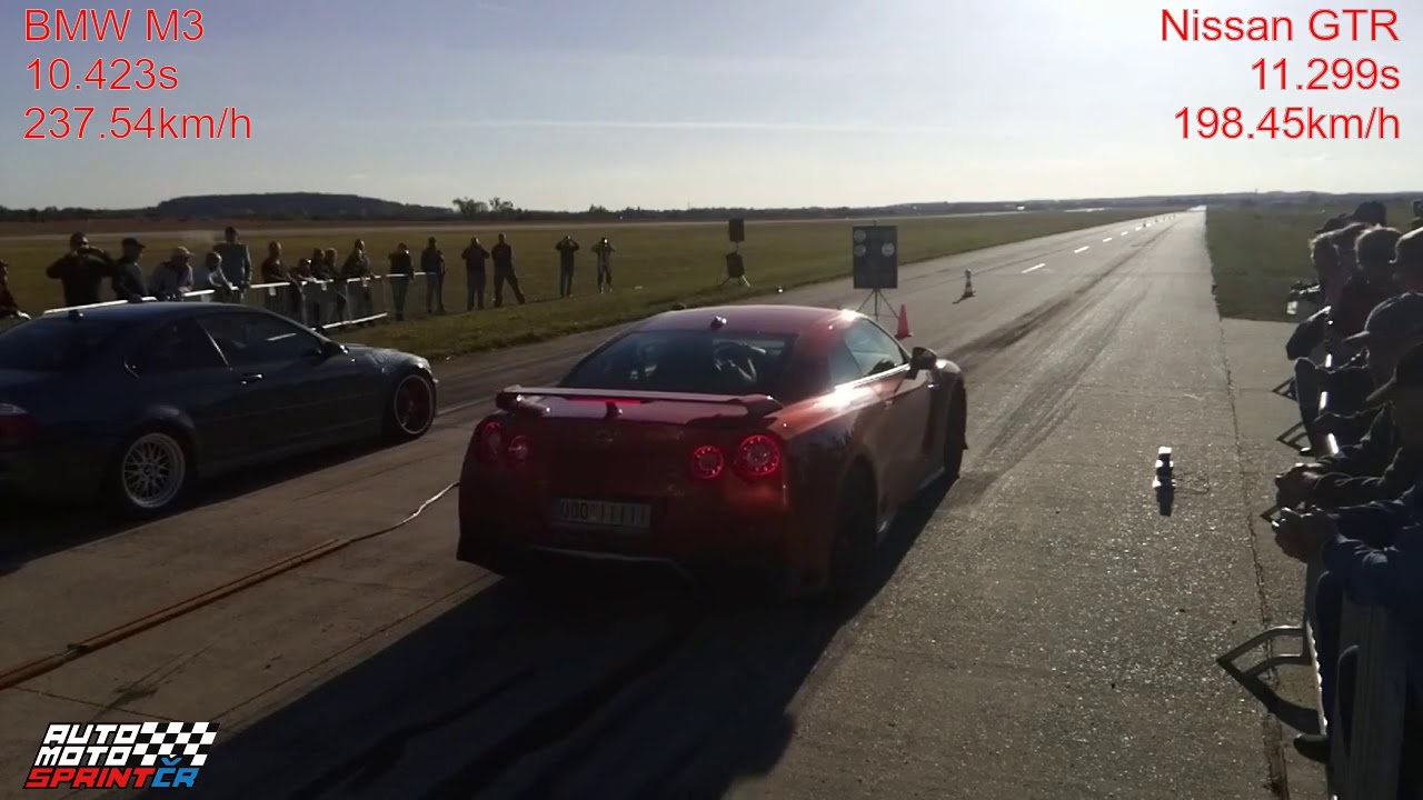 BMW M3 vs. Nissan GTR Drag Race 1/4M (402m), 29.09.2018 » Hoškovice ...