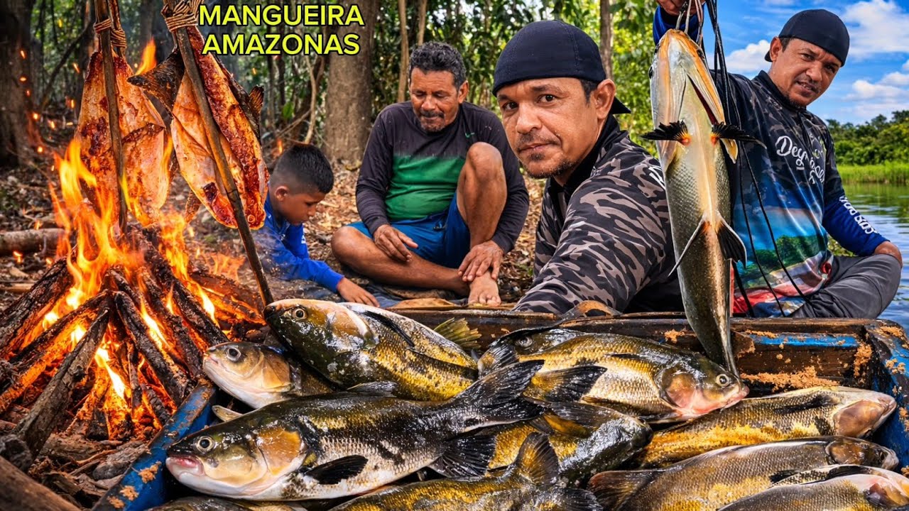 Meu primeiro vídeo no lago do anzol pescaria e assado a margem do lago 