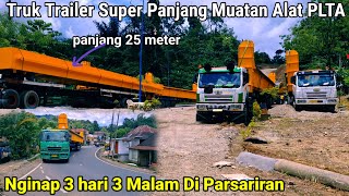Akibat Truck Trailer sangkut Di Tikungan Sempit!!Terpaksa Nginap Di parsariran 3 malam