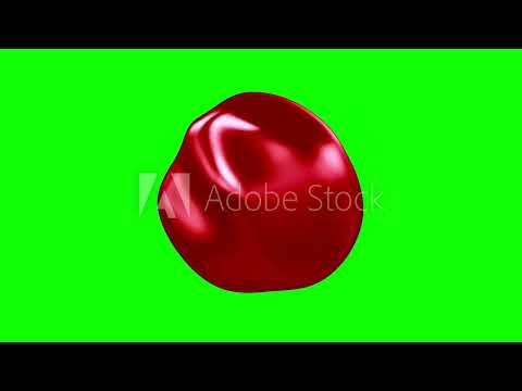3d abstract red color Blob Green Screen. Liquid blob shape with ripples waves.