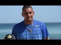 Nick Kyrgios hits Cottesloe Beach