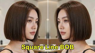 Soft Square Line Bob Haircut Tutorial | Easy Modern Bob Cutting Technique & Trendy Bob Hairstyle screenshot 5