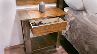 EASY DIY Rustic Farmhouse BEDSIDE TABLE with Drawer (No Glue)
