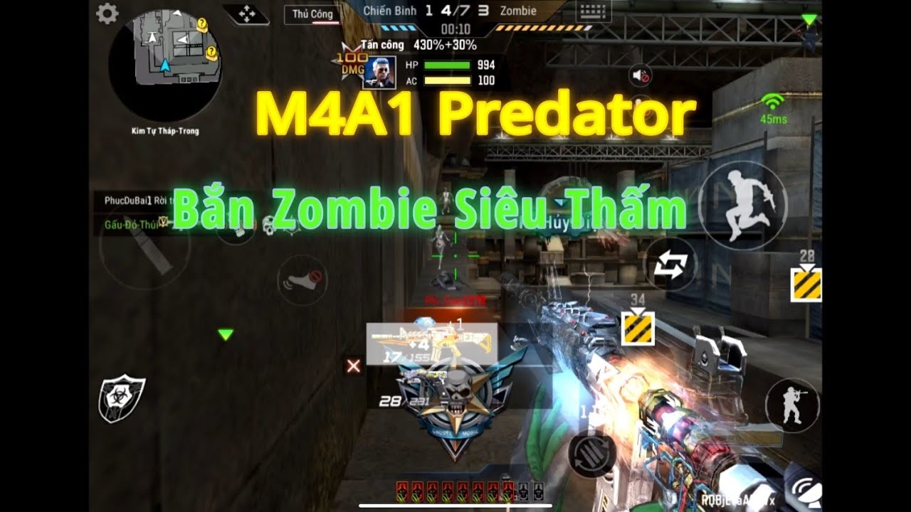 CROSSFIRE LEGENDS- M4A1 Predator Siêu Đẹp Bắn Map 16 Người, Zombie Ngày Càng Mạnh.